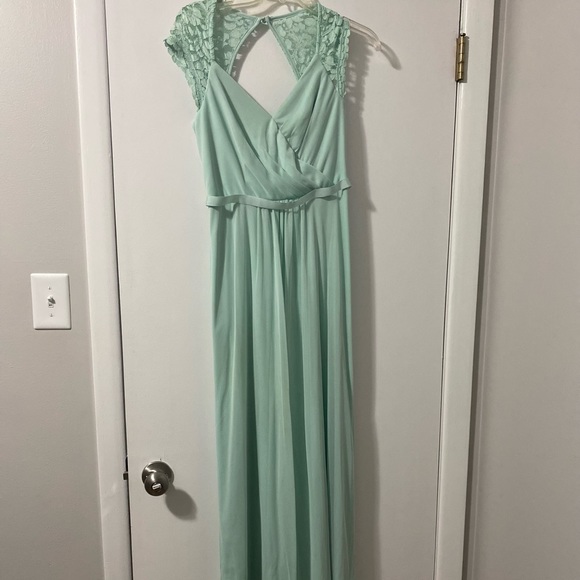 Davids Bridal Teal Bridesmaid Dress - Picture 2 of 3